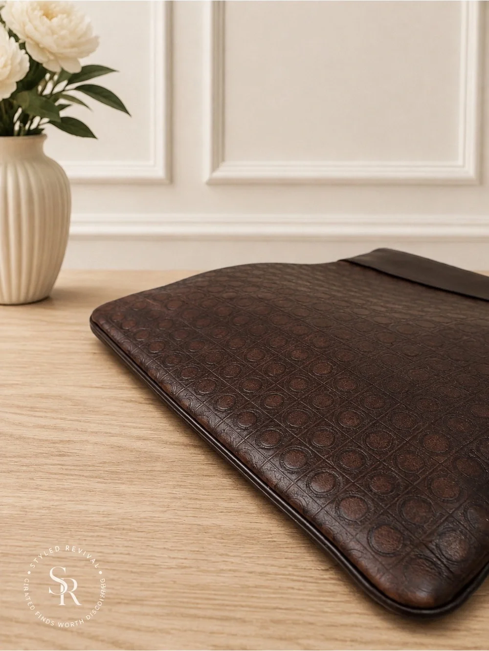 Salvatore Ferragamo Gamma Gancini Leather Crossbody Messenger Bag Brown Unisex